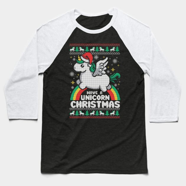 Have a unicorn christmas ugly sweater Baseball T-Shirt by NemiMakeit